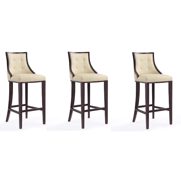 Manhattan Comfort Fifth Avenue Bar Stool in Cream and Walnut, PK3 3-BS007-CR - main